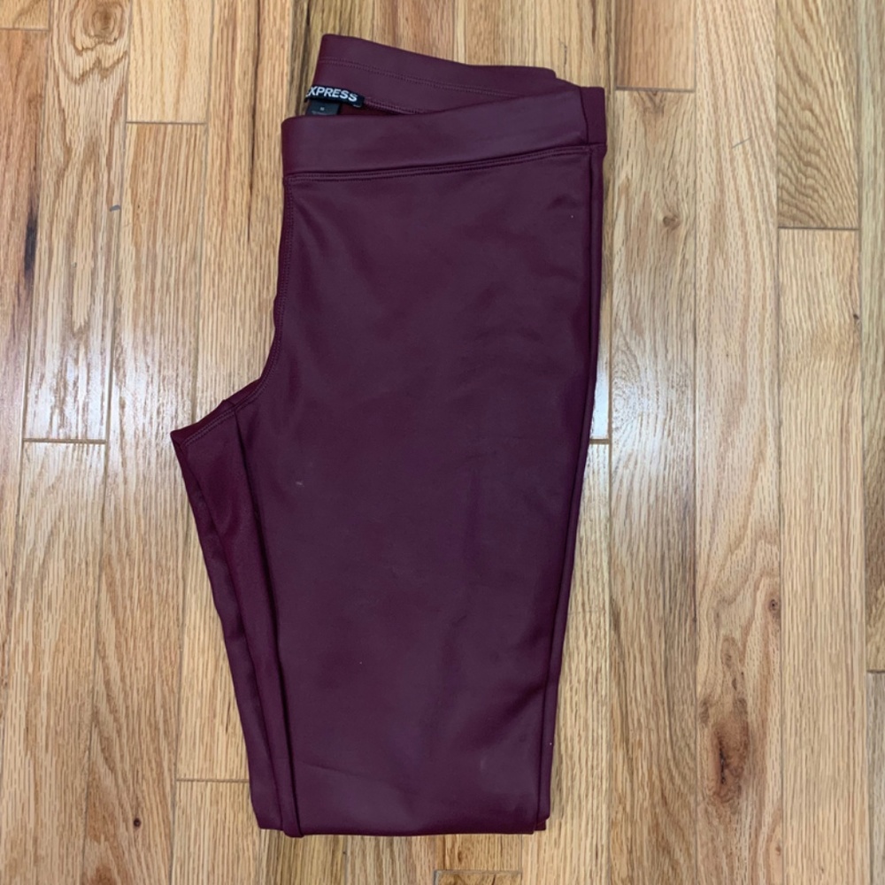 Express Faux Leather Leggings, Burgundy/Red M